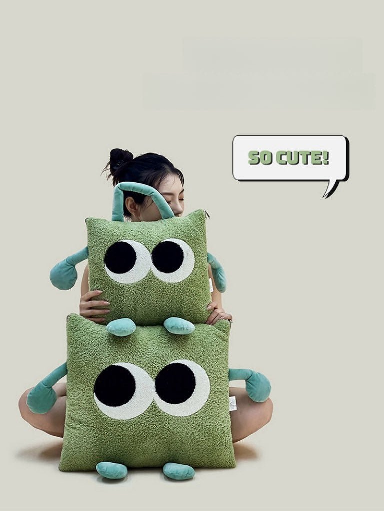 Big Eyes 2-in-1 Convertible Throw Pillow Blanket, Cute Whimsical Soft Cushion-5