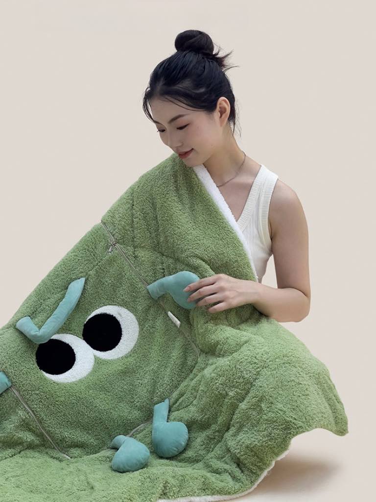 Big Eyes 2-in-1 Convertible Throw Pillow Blanket, Cute Whimsical Soft Cushion-3
