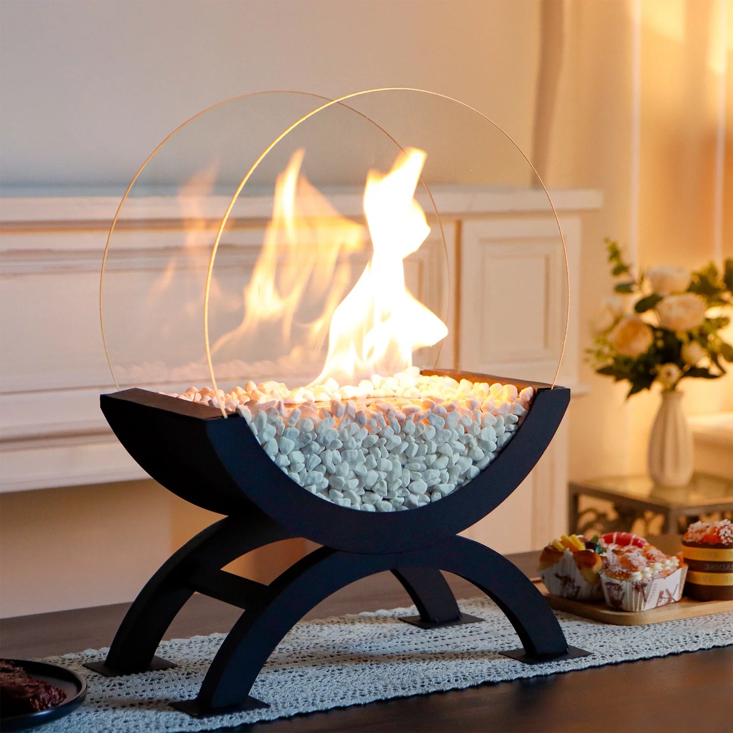 Round Portable Tabletop Fireplace