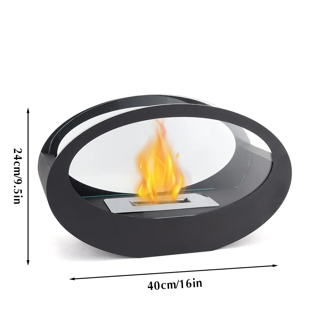 Black Metal Tabletop Fireplace