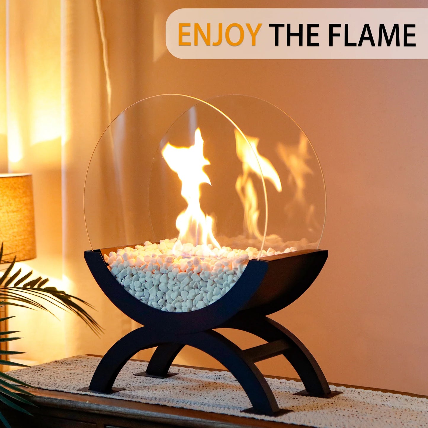 Round Portable Tabletop Fireplace