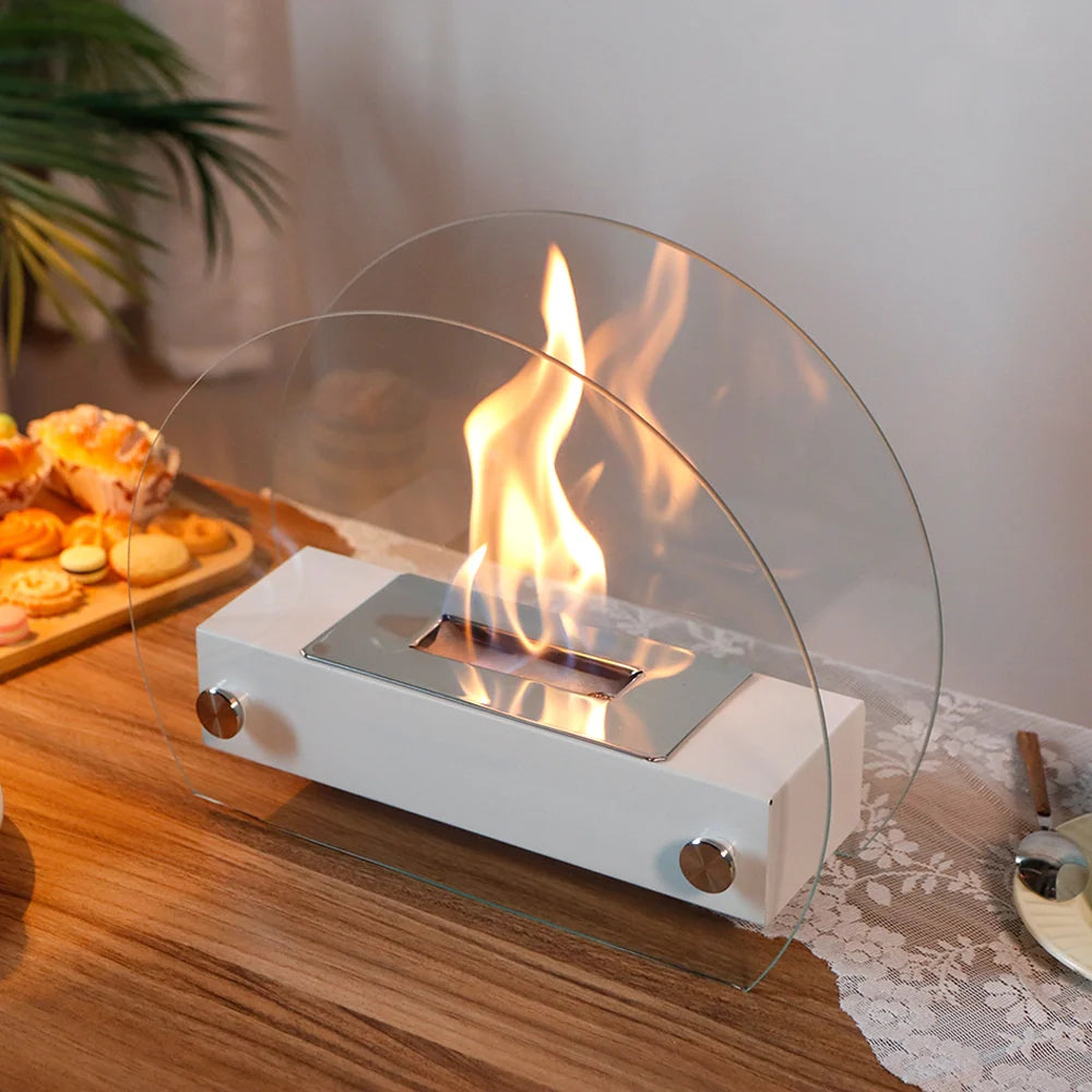 White Portable Tabletop Fireplace