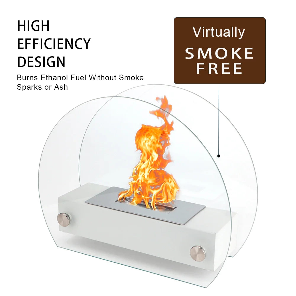 White Portable Tabletop Fireplace