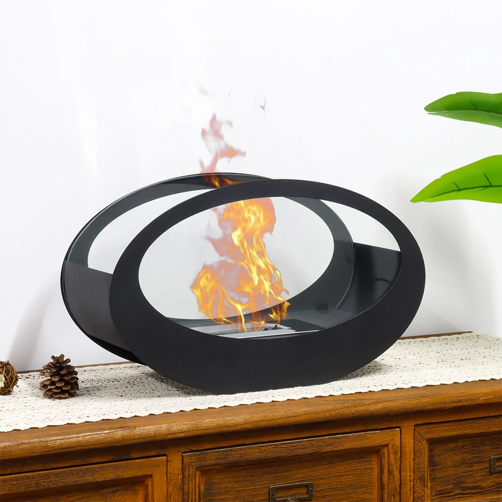 Black Metal Tabletop Fireplace