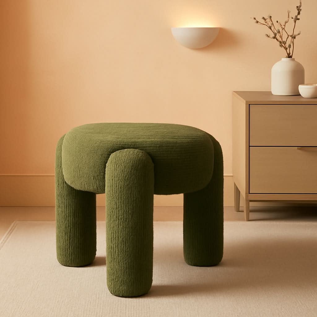 Hugo Round Moss Green Ottoman