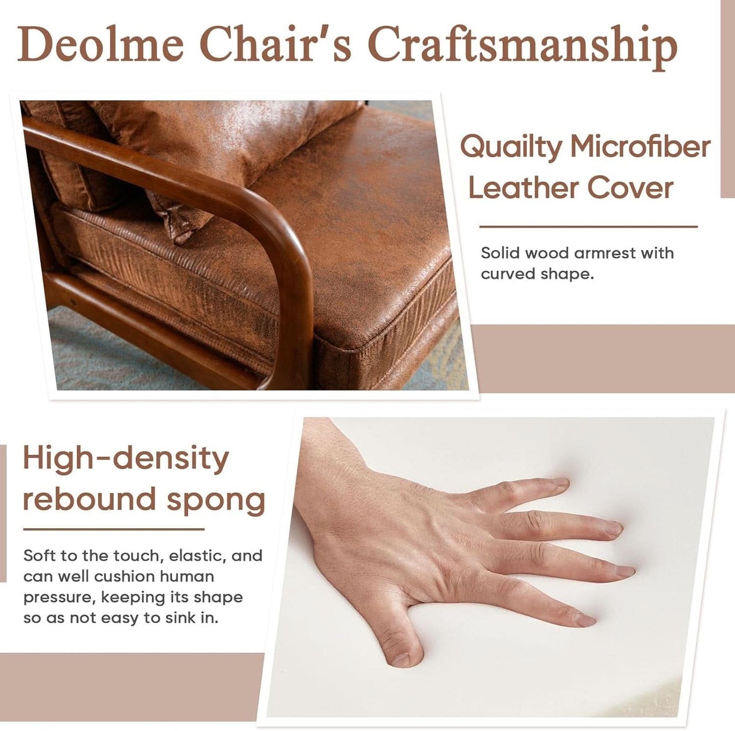 Mid-Century Brown Microfiber Accent Chair Set