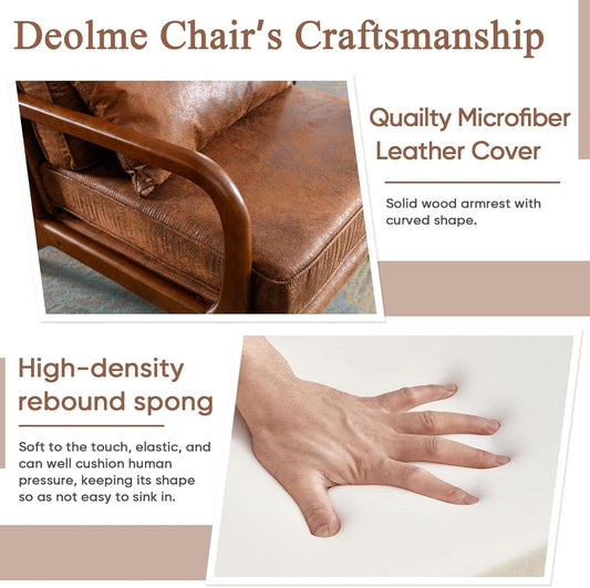 Mid-Century Brown Microfiber Accent Chair Set