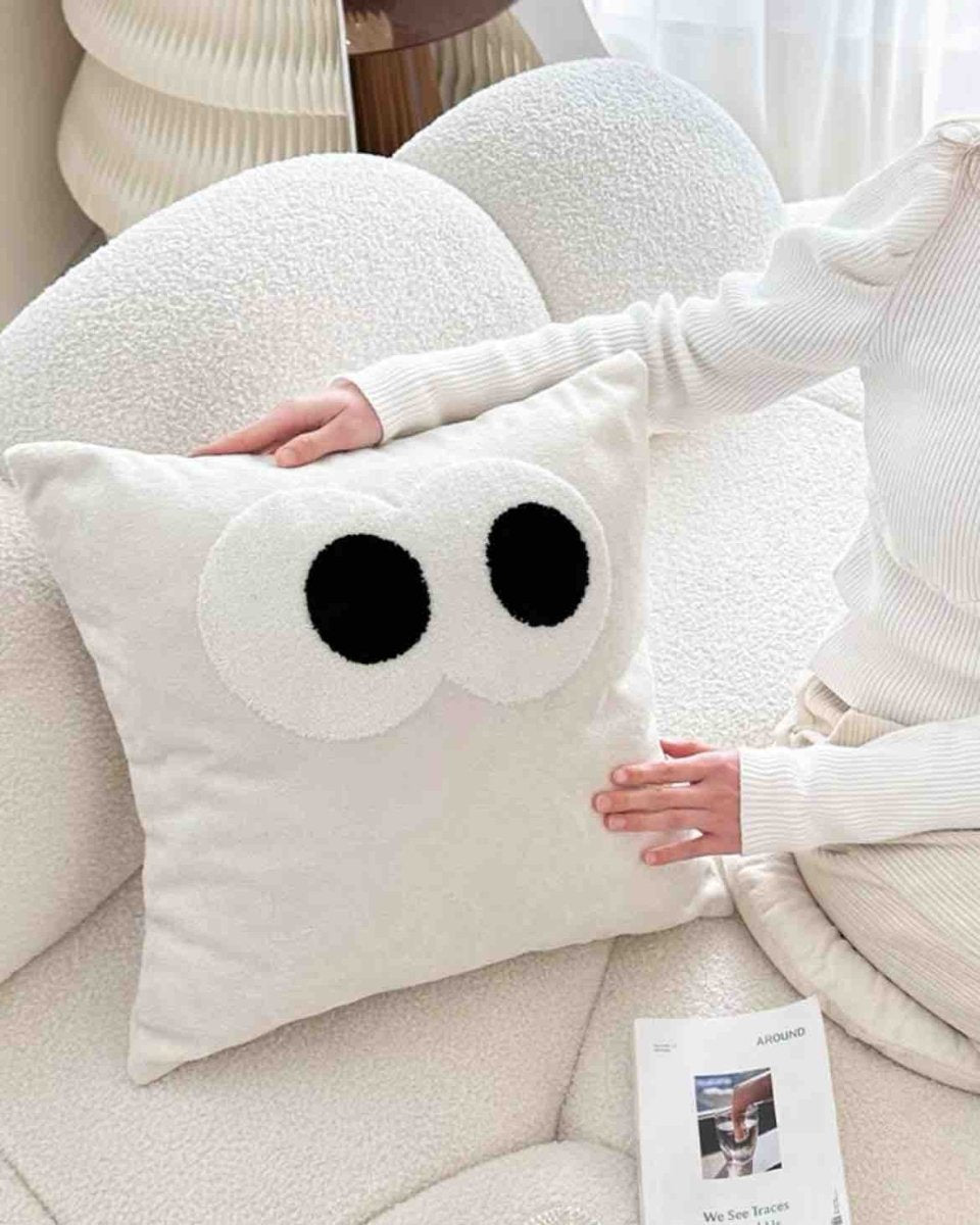 Cute Whimsical Big Eyes Puffy Decorative Throw Pillow-6