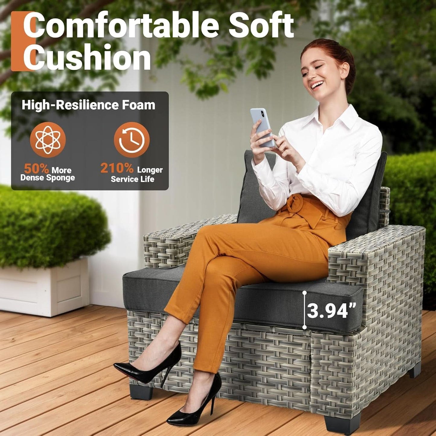 Modern 6-Piece Modular Rattan Outdoor Sectional Sofa Set