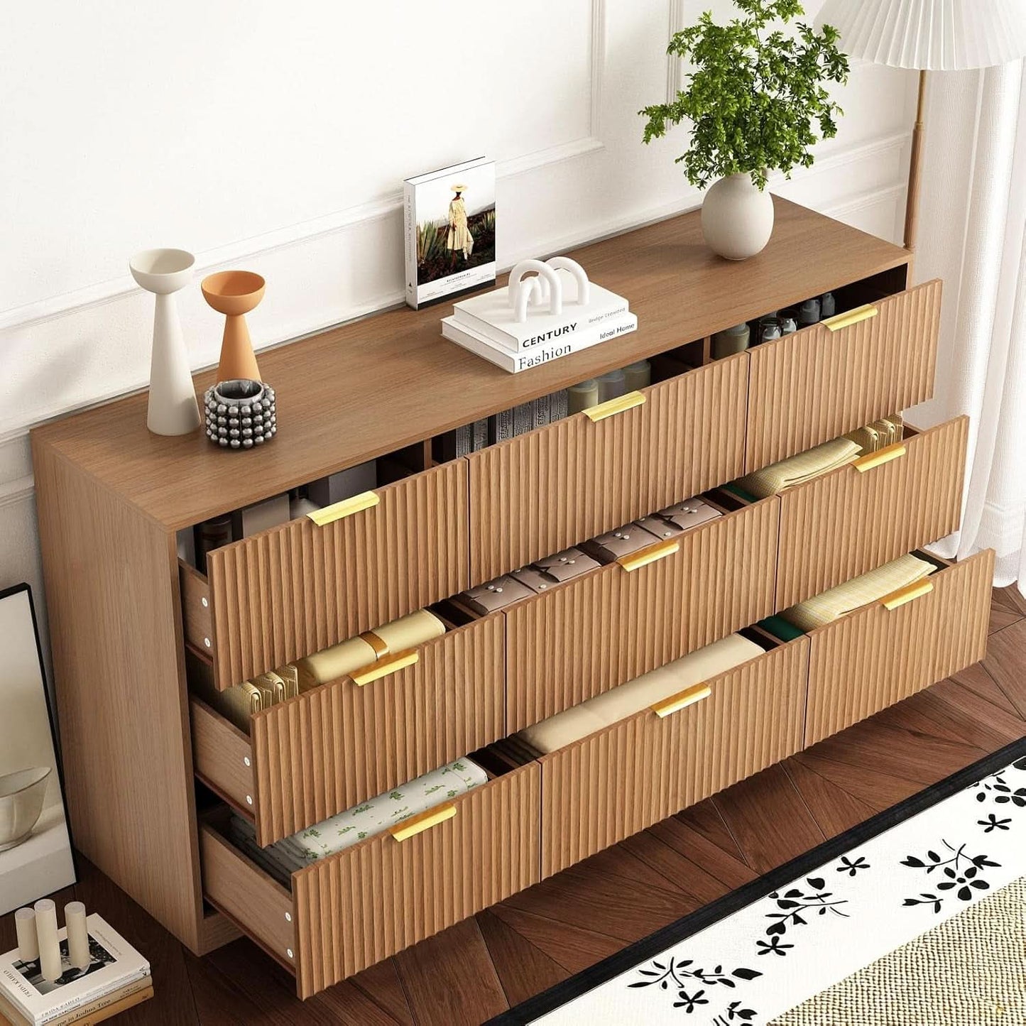 Modern 9-Drawer Dresser in Natural Wood
