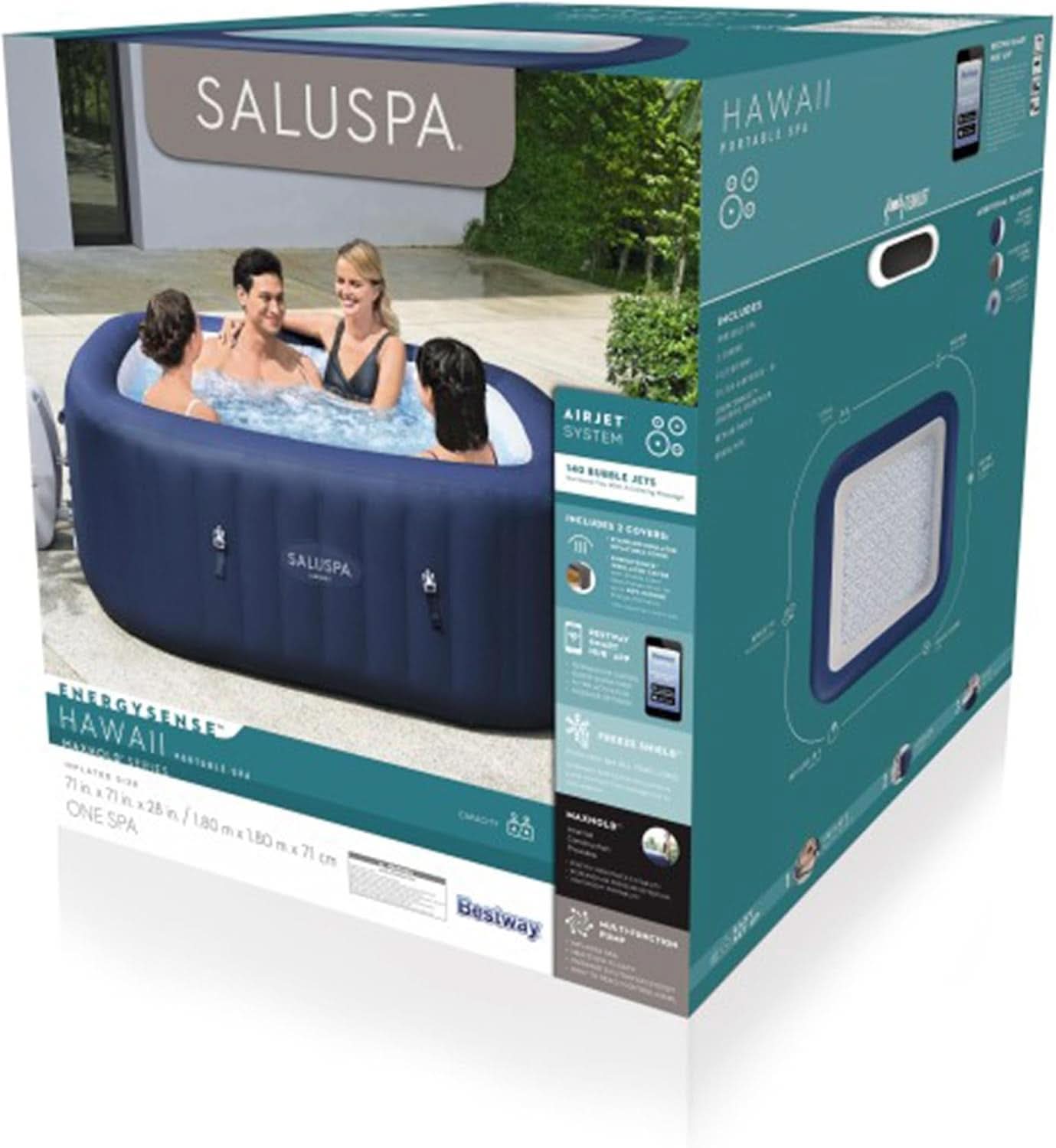 SaluSpa Hawaii AirJet Hot Tub 4 To 6 Person 140 Jets EnergySense Cover-1