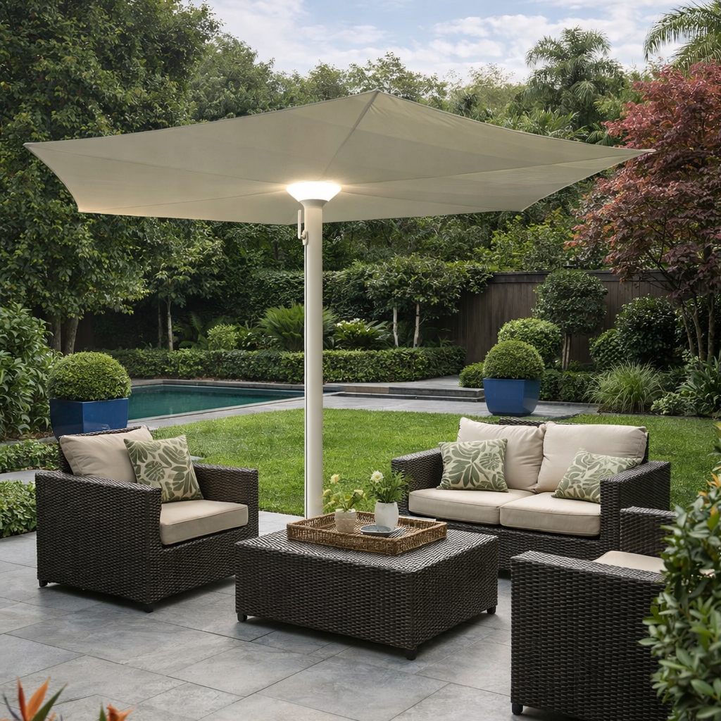 Automatic Solar Patio Umbrella with LED Lighting