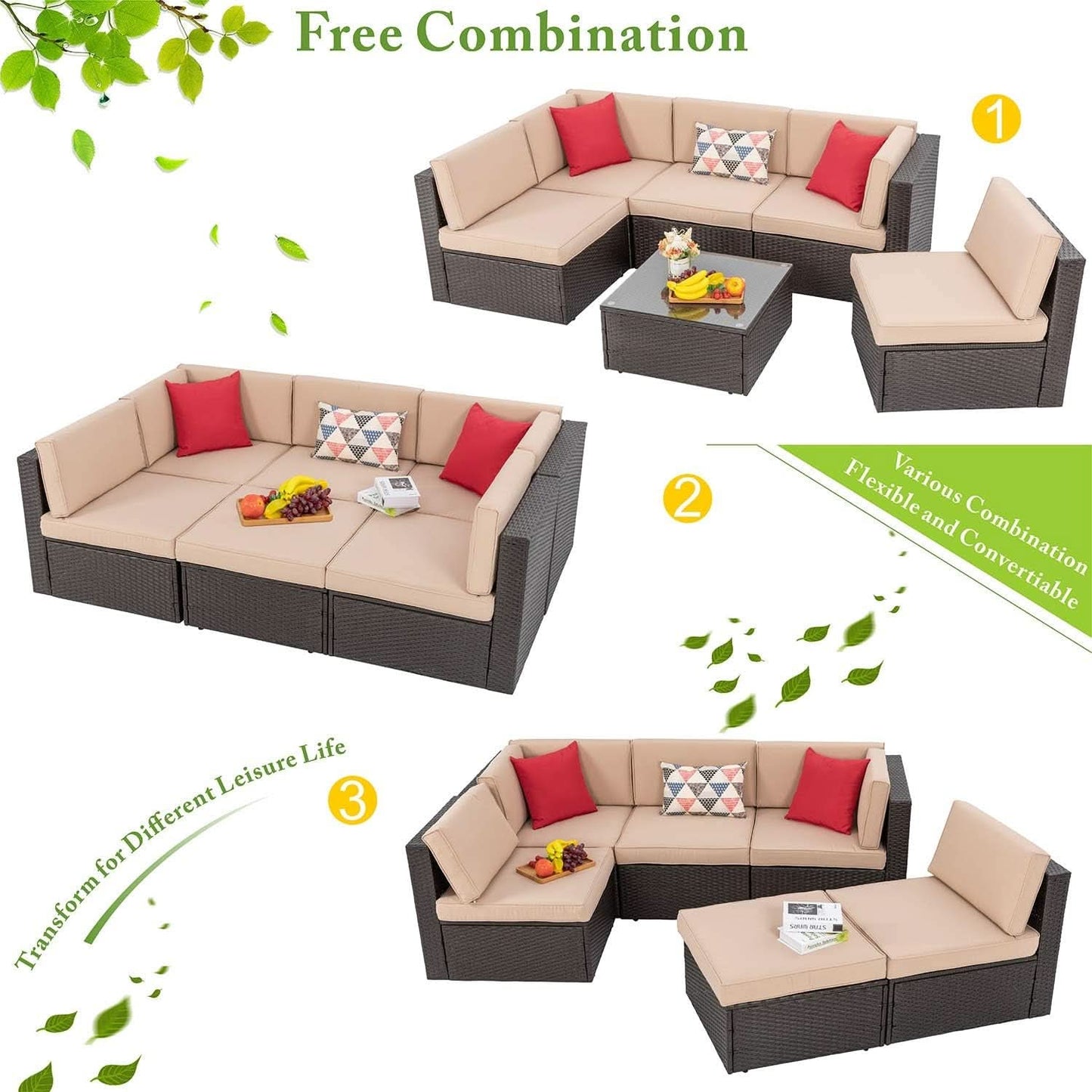 4-Piece Rattan Patio Furniture Set with Coffee Table