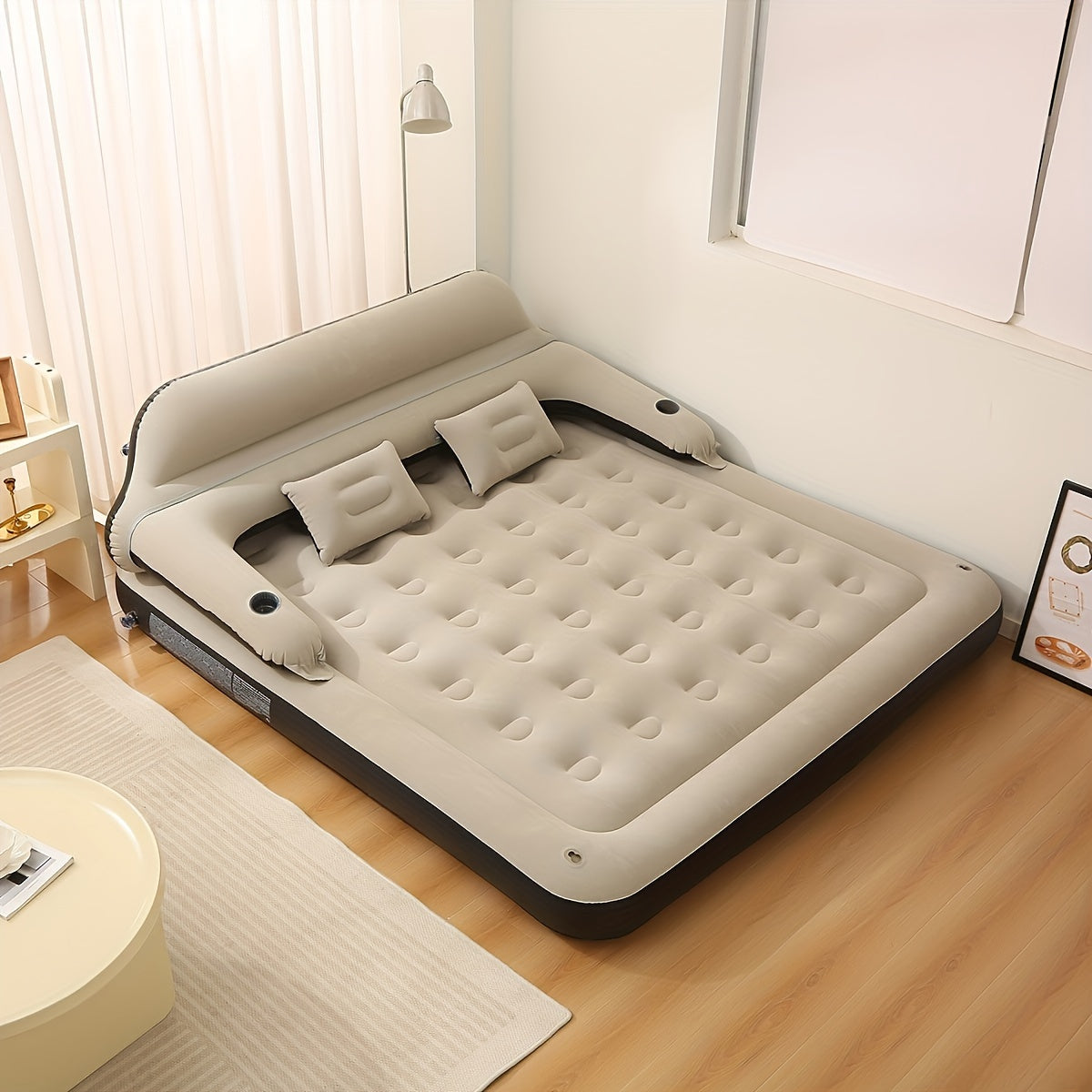 Inflatable Air Mattress with Built-In Headboard & Pillows