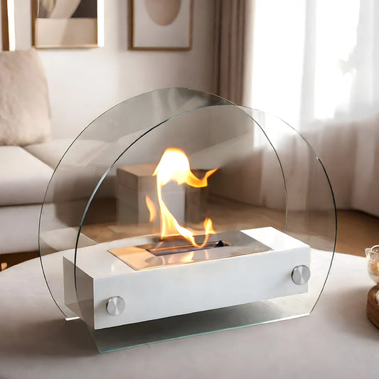 White Portable Tabletop Fireplace