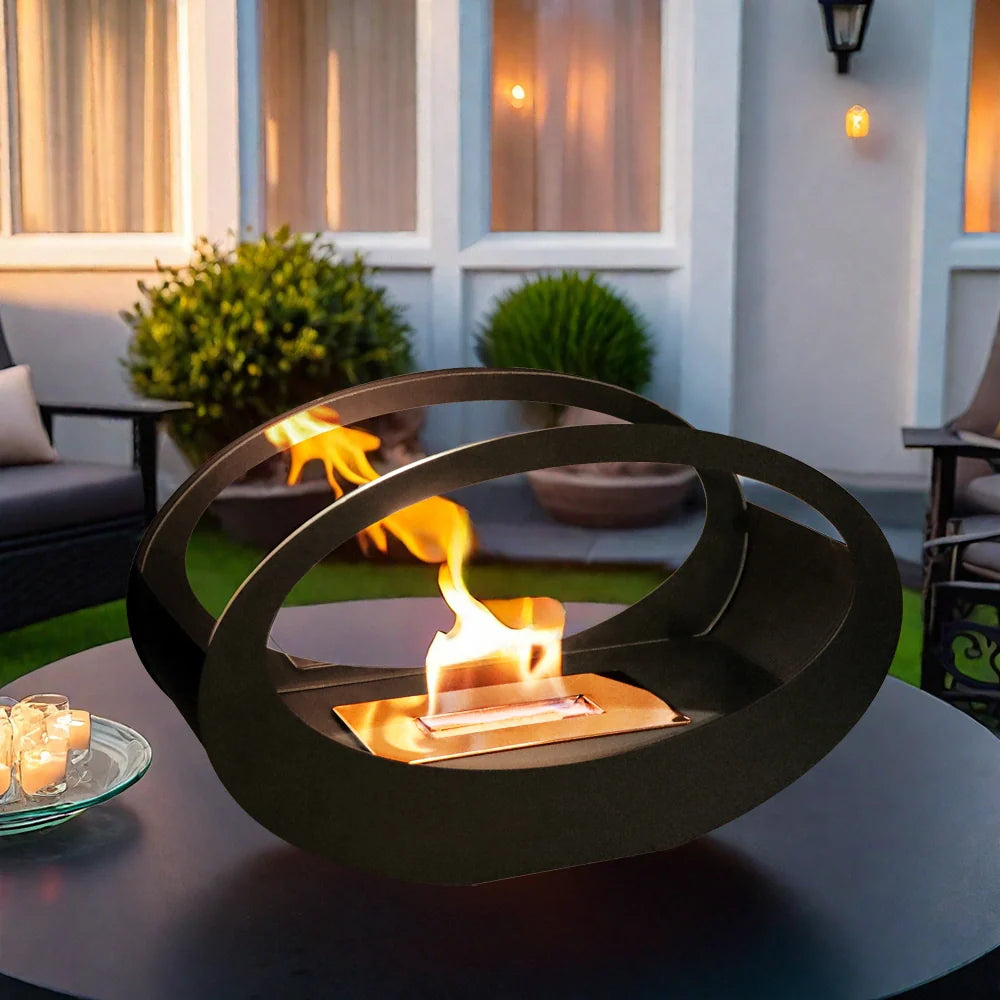 Black Metal Tabletop Fireplace