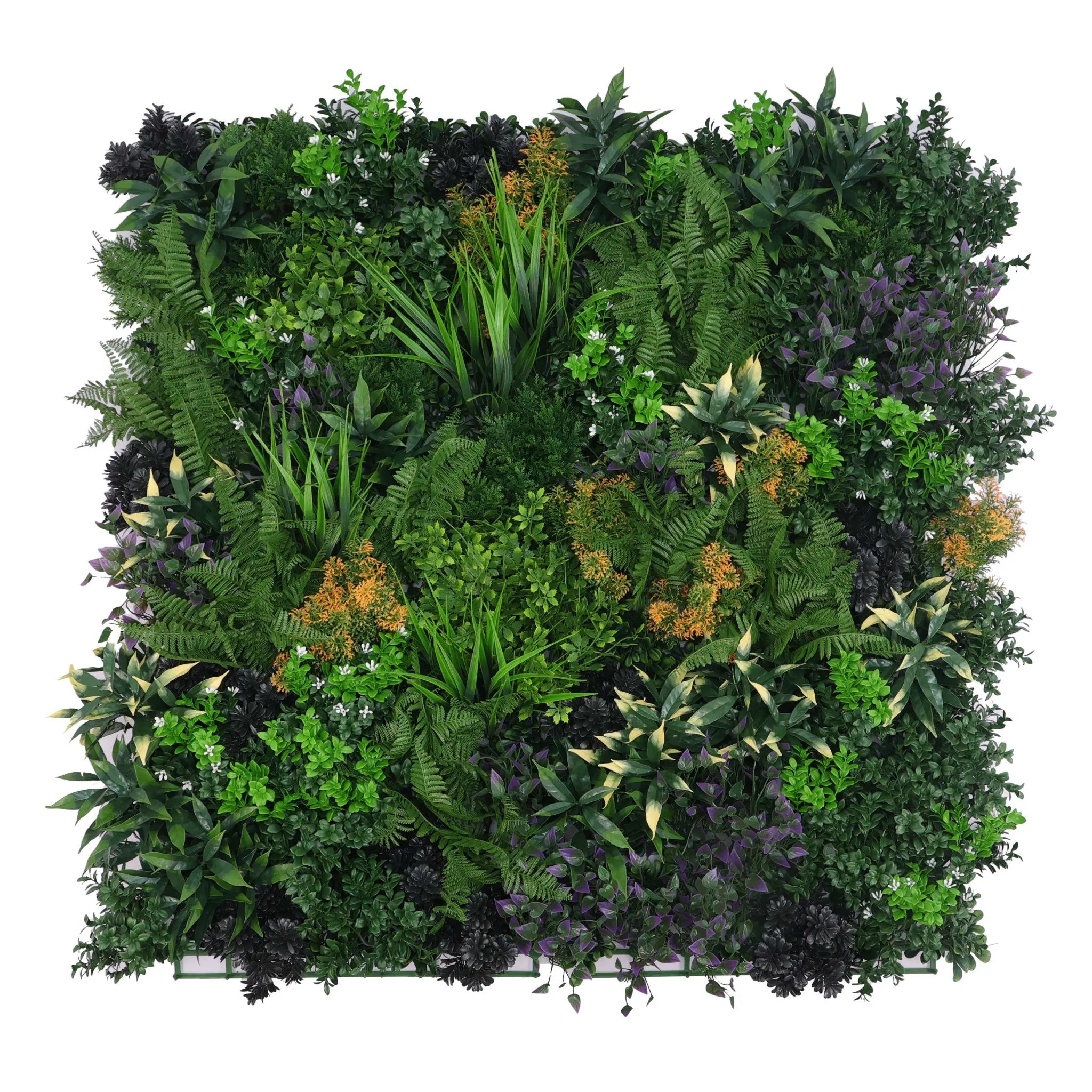 Floral Fusion Artificial Vertical Garden Green Wall Panel 40×40in 11 SQ FT – NFPA701 Fire Rated – UV Resistant – Commercial Grade