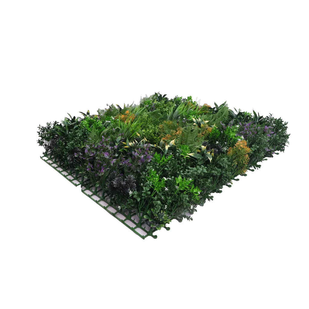 Floral Fusion Artificial Vertical Garden Green Wall Panel 40×40in 11 SQ FT – NFPA701 Fire Rated – UV Resistant – Commercial Grade