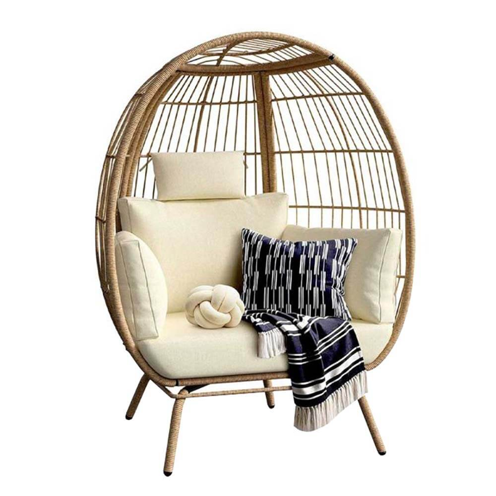 Handwoven Wicker Accent Chair with Cushion