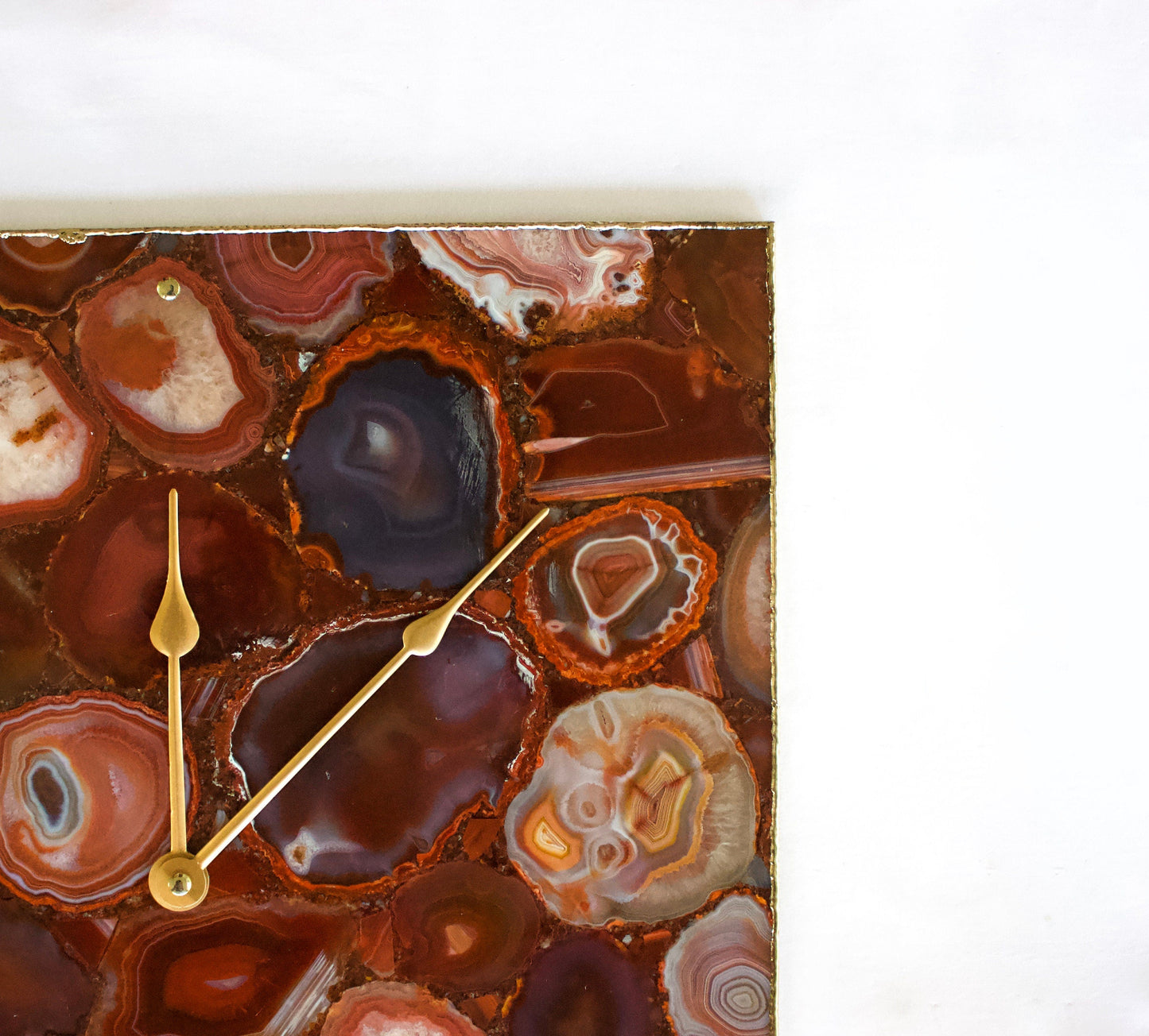 Natural Red Agate Square Wall Clock