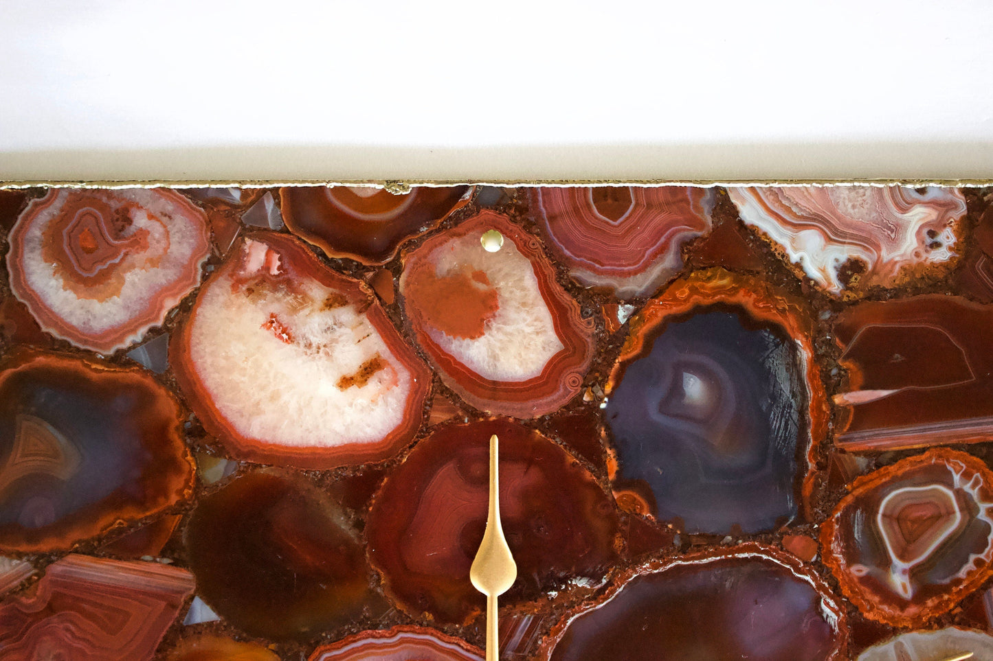 Natural Red Agate Square Wall Clock