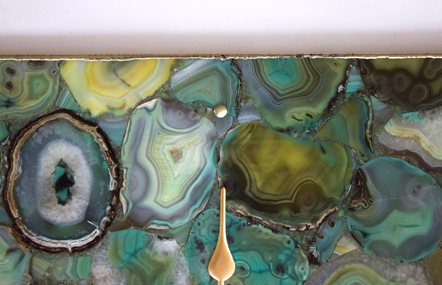 Natural Light Green Agate Square Wall Clock