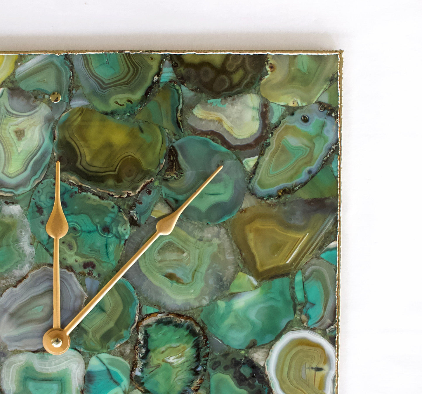 Natural Light Green Agate Square Wall Clock