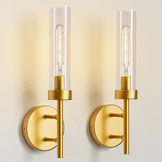 Set of 2 Modern Gold Hardwired Bathroom Wall Sconces