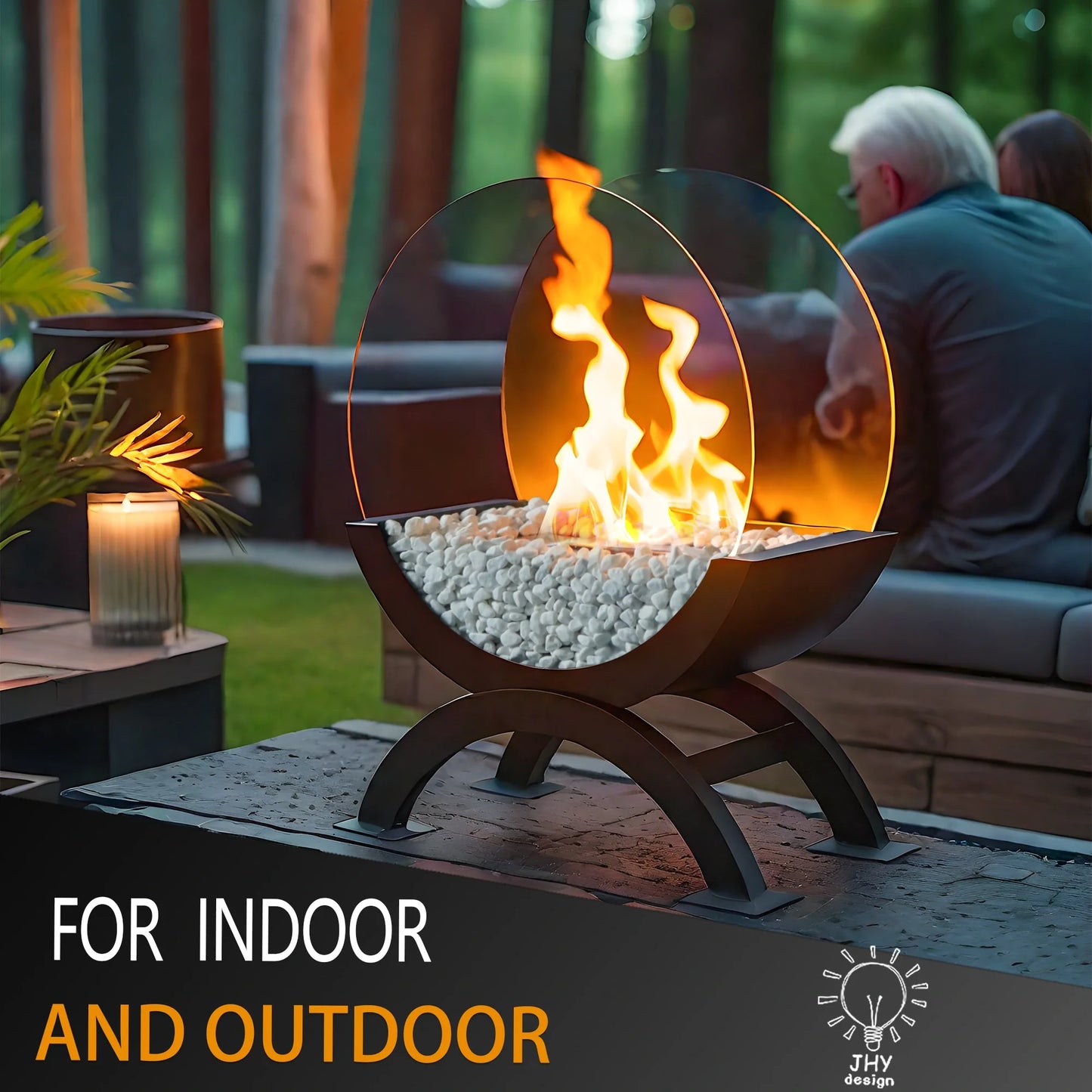 Round Portable Tabletop Fireplace