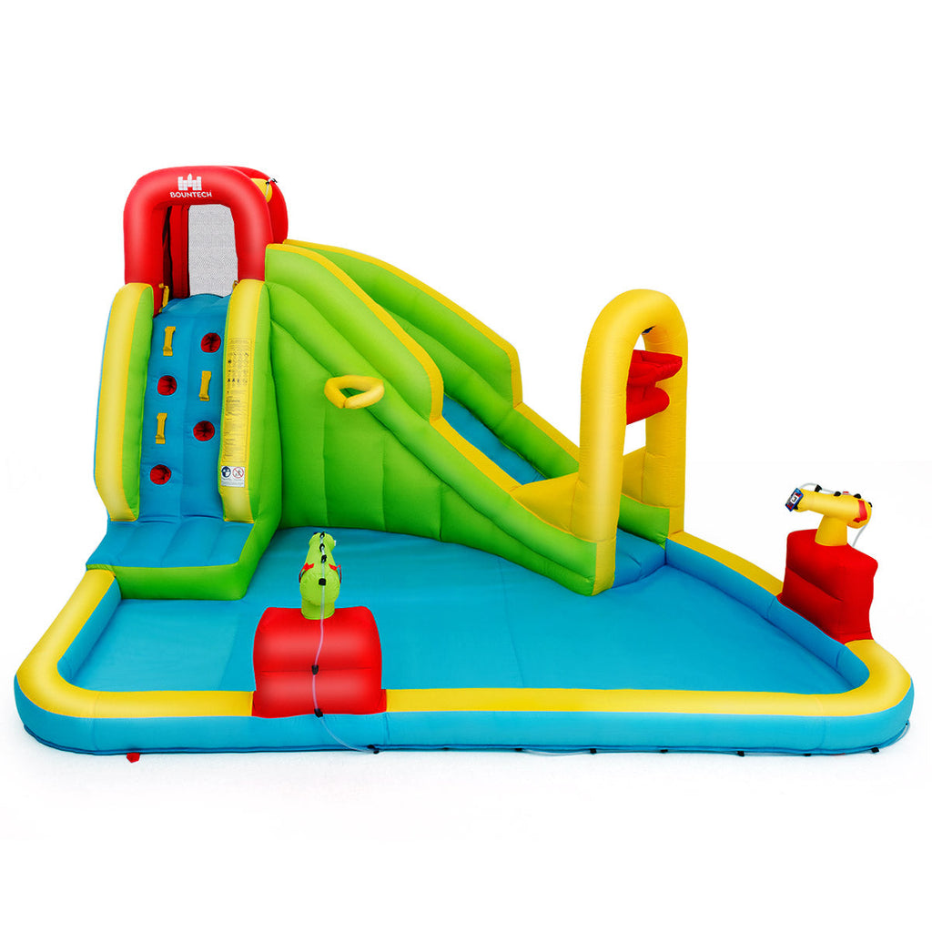 NNECW Inflatable Water Slide with Climbing Wall and Water Gun for Indoor/Outdoor Play without Blower-1