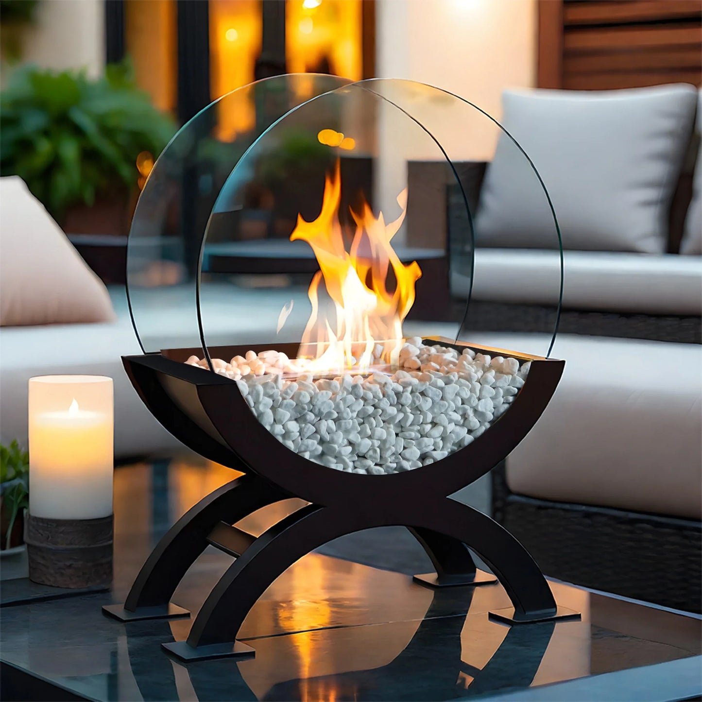 Round Portable Tabletop Fireplace