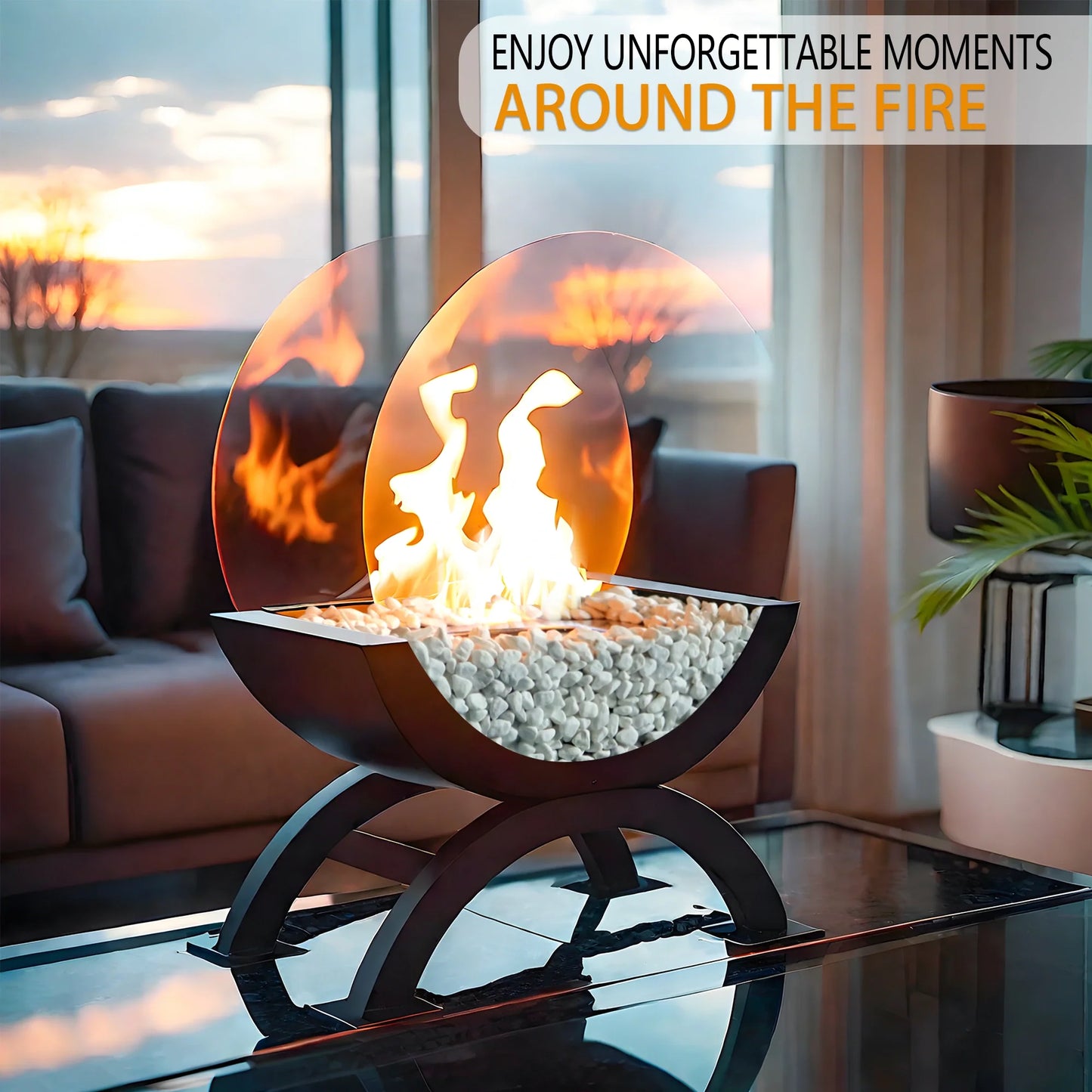 Round Portable Tabletop Fireplace