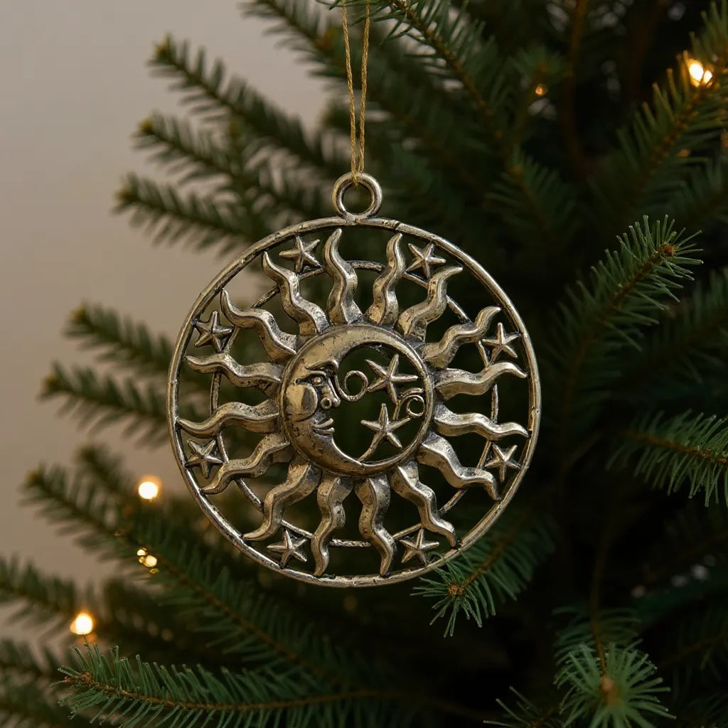 Celestial Sun & Moon Metal Ornament