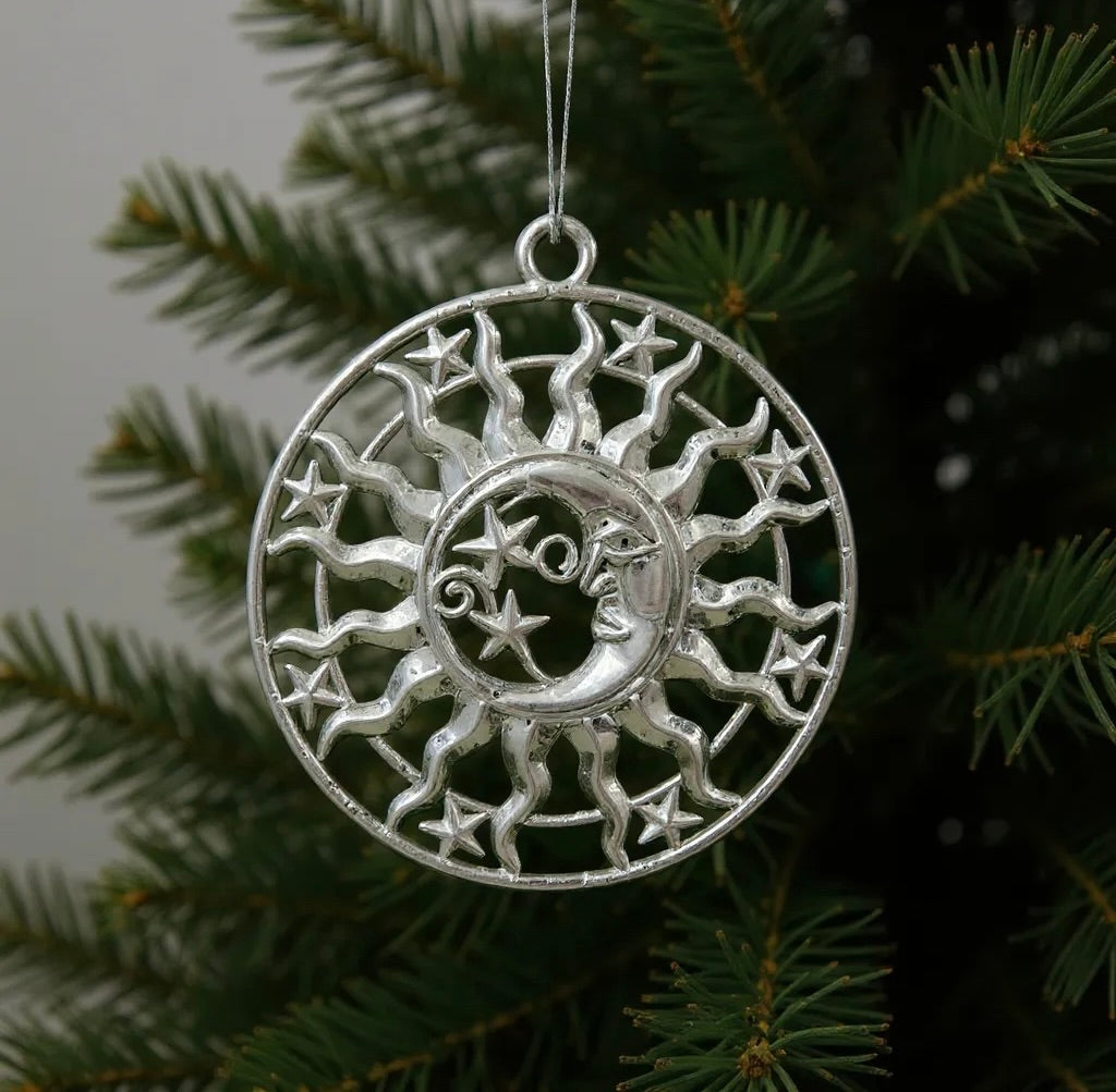 Celestial Sun & Moon Metal Ornament