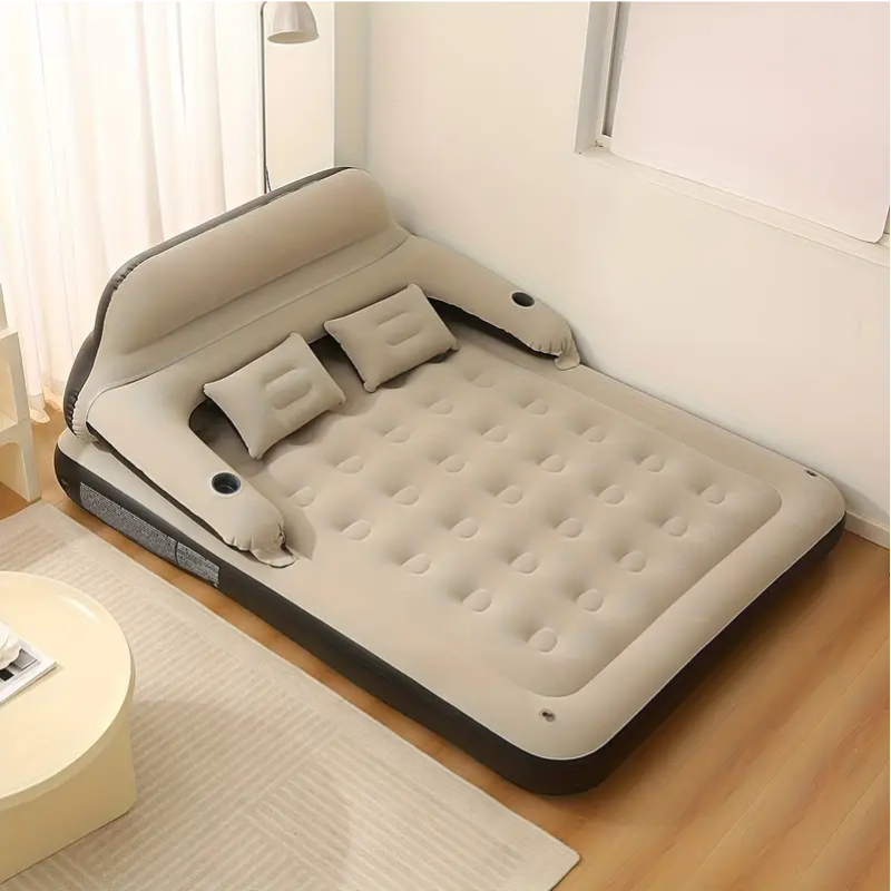 Inflatable Air Mattress with Built-In Headboard & Pillows
