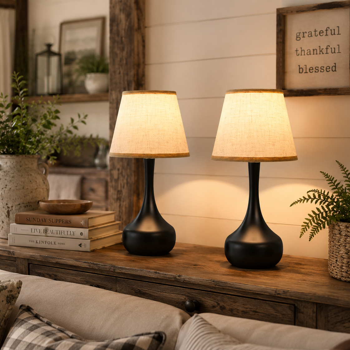 3-Way Dimmable Set of 2 Small Bedside Lamps